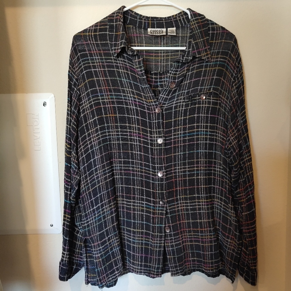Vintage 100% silk button down flannel shirt